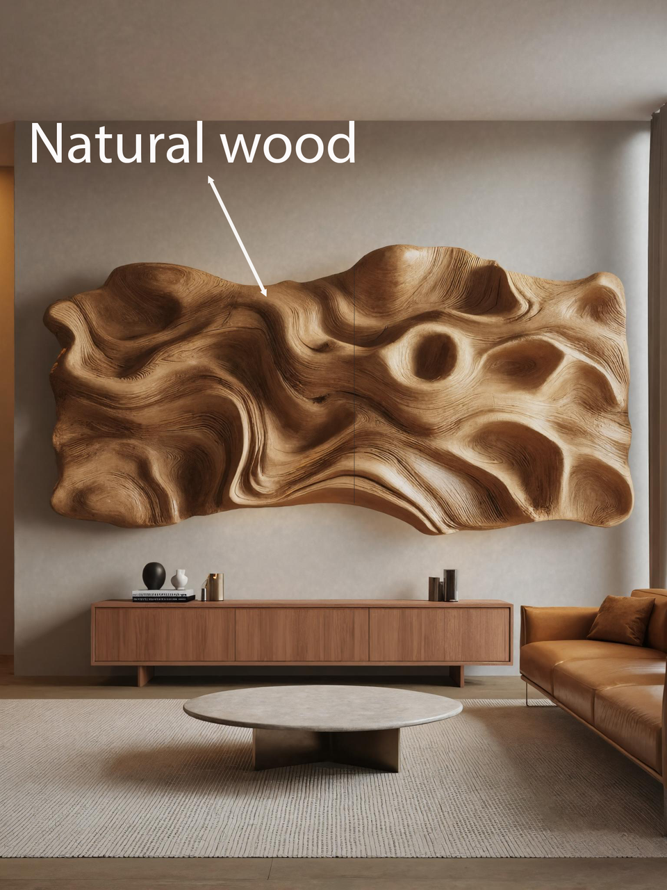 Large Abstract Carved Wall Sculpture For Living Room