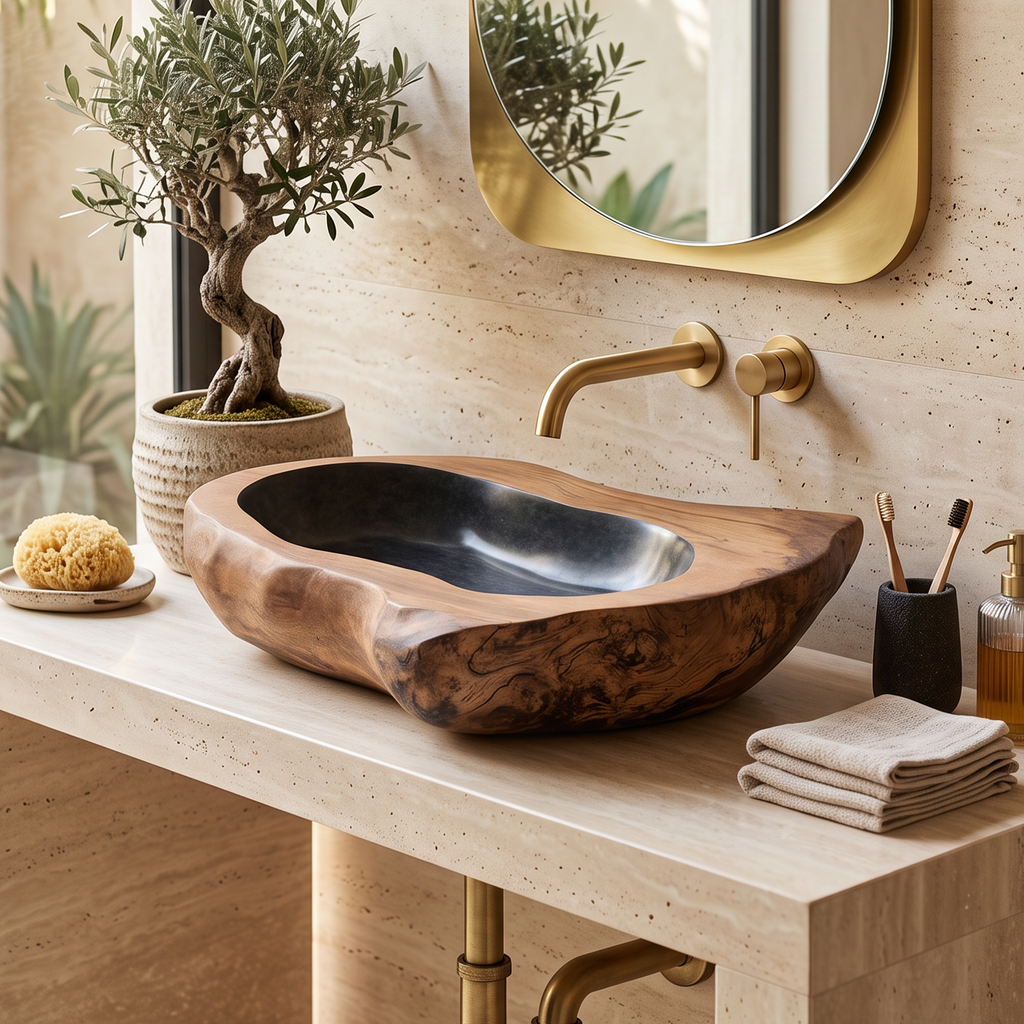 Rustic Farmhouse Solid Wood Sink For Bathroom Styling