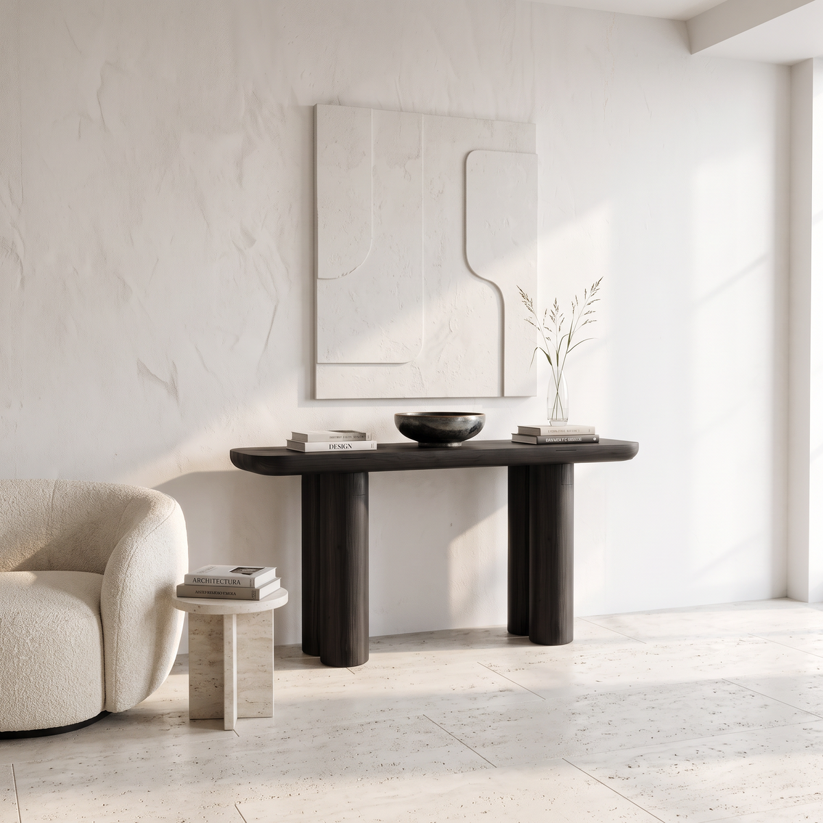 Midcentury Black Console Table Living Room