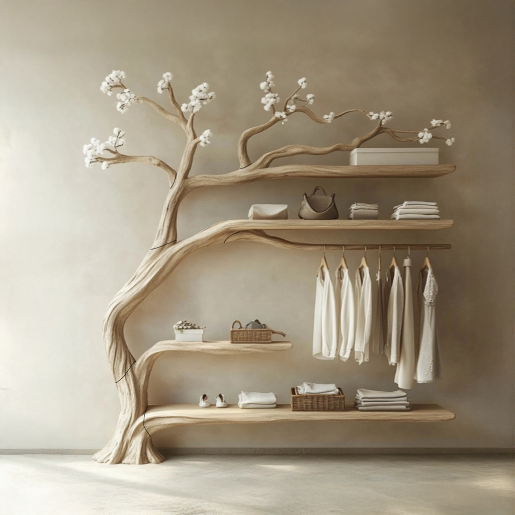 Wood Tree Branch Coat Rack Handcrafted