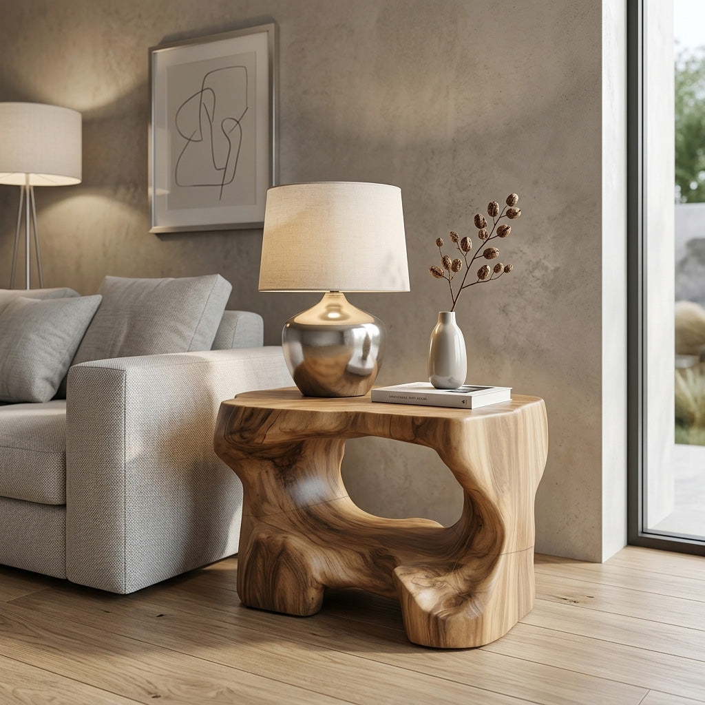 Organic Modern Side Table For Living Room Or Bedroom