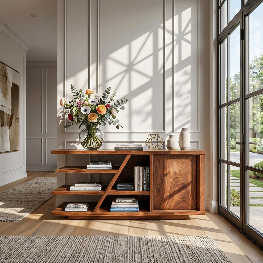 Modern Sideboard With Shelves And Cabinet For Living Room