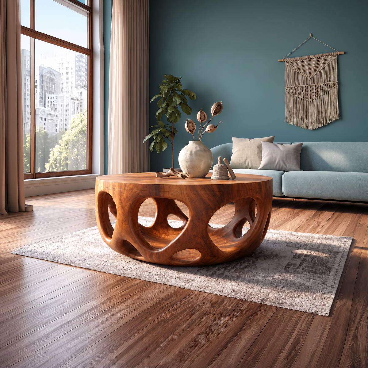 Artisan Coffee Table Natural Wood Farmhouse Gift