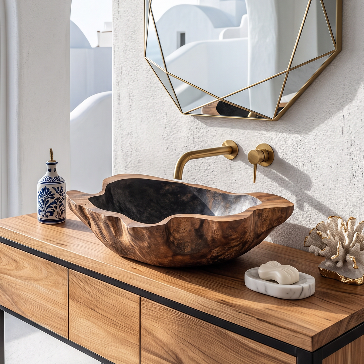 Wood Wash Basin Mid Century Style For Bathroom Upgrade