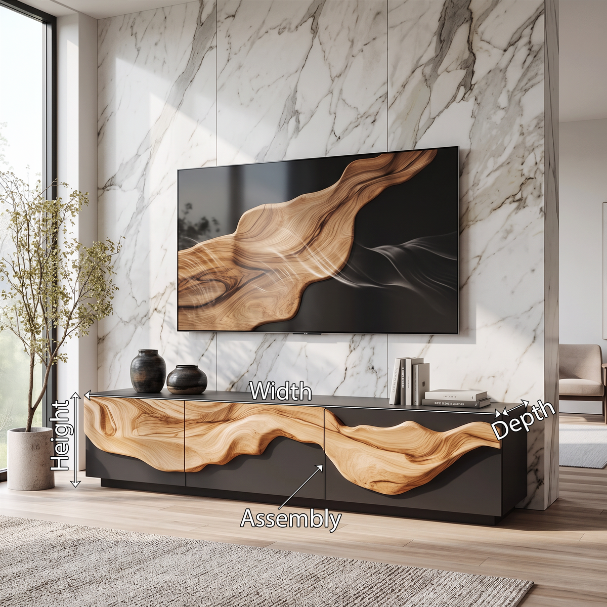 Rustic TV Console For Living Room Furniture Decor
