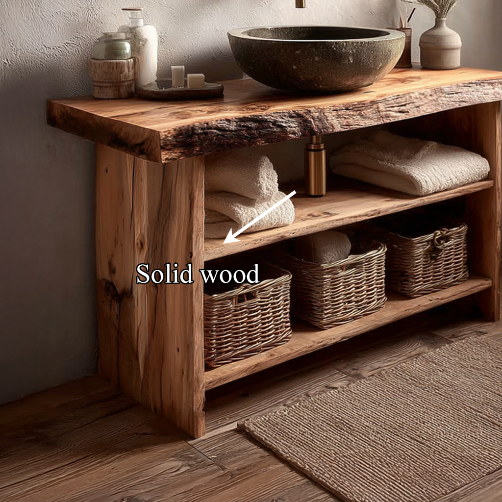 Rustic Bathroom Vanity Console Storage