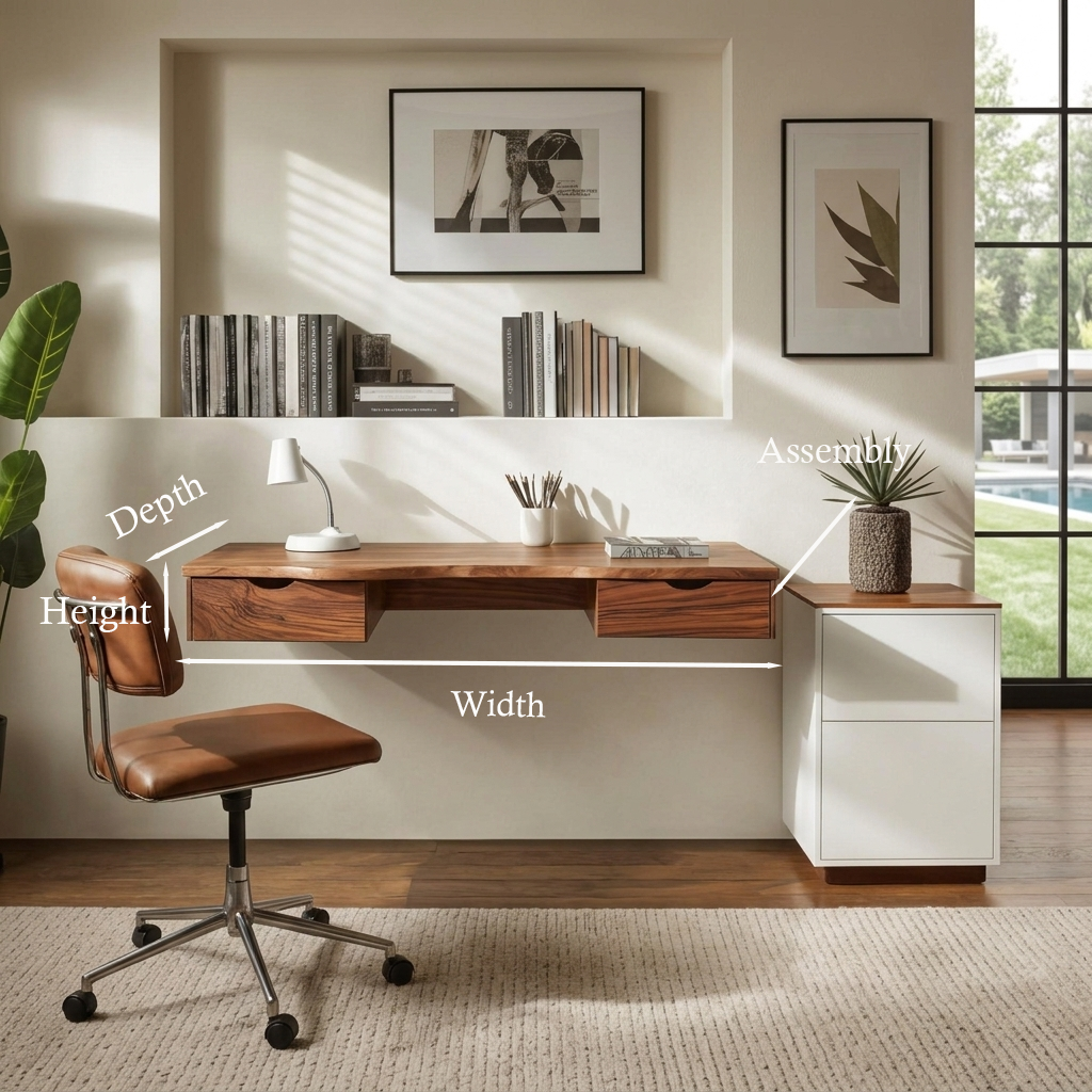 Modern Floating Desk With Drawers For Home Office