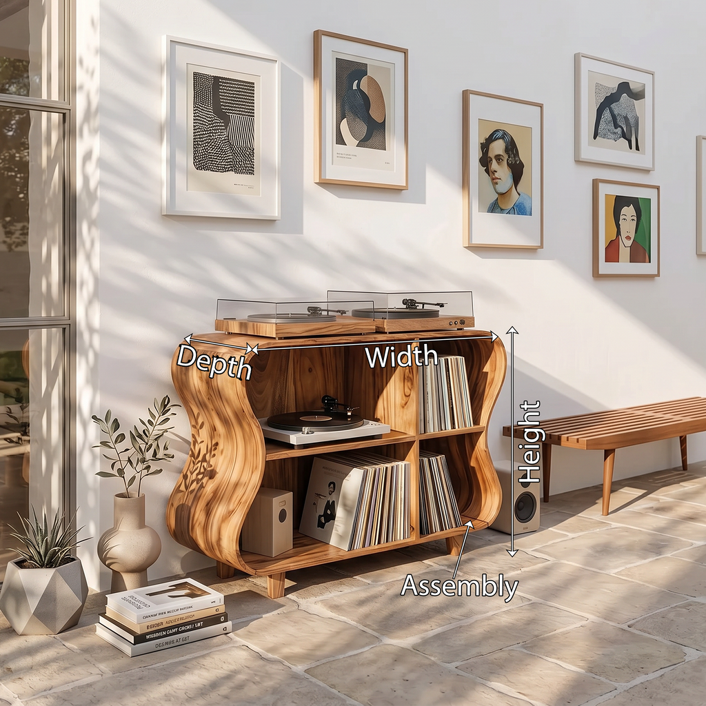 Rustic Wooden Vinyl Storage For Bedroom Display