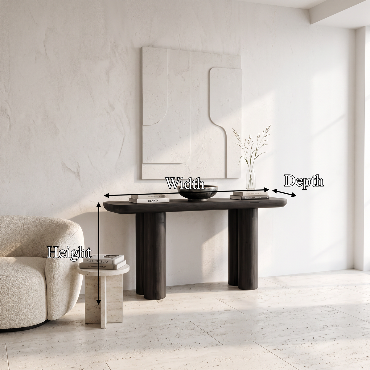 Midcentury Black Console Table Living Room
