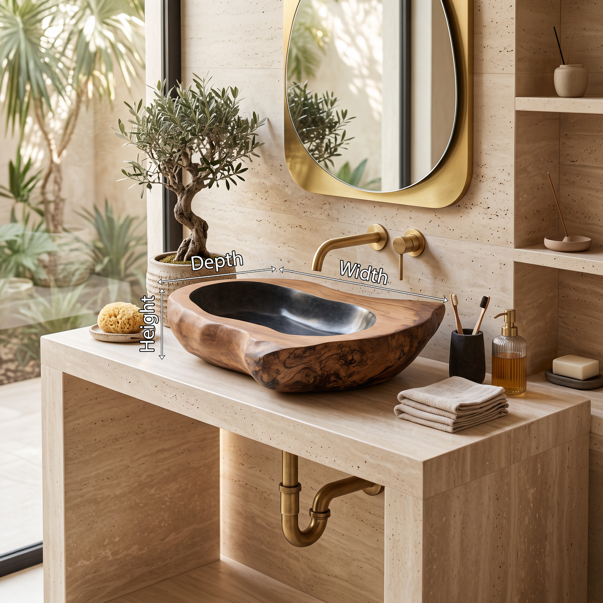 Rustic Farmhouse Solid Wood Sink For Bathroom Styling