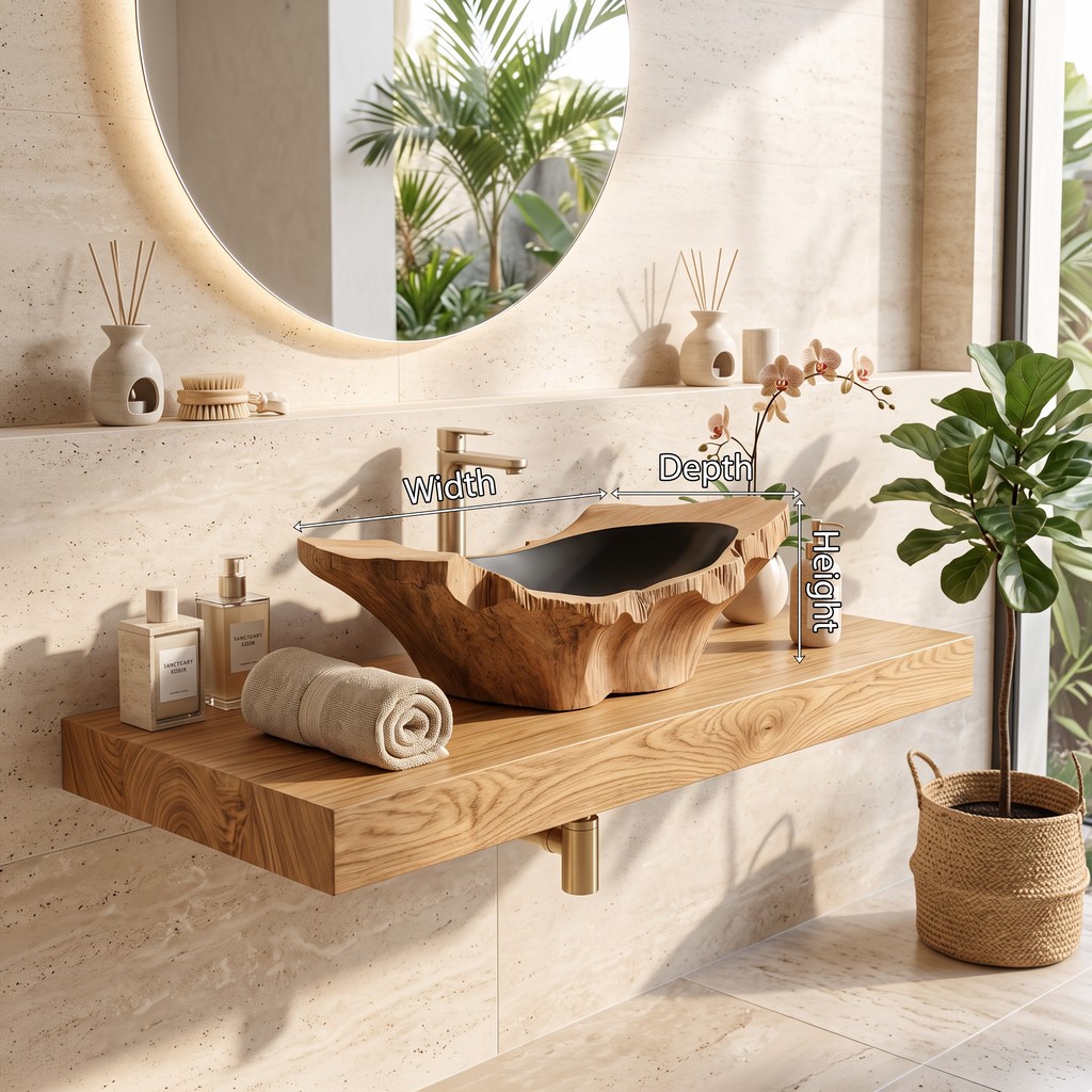 Rustic Wooden Vessel Sink For Nature-Inspired Bathroom