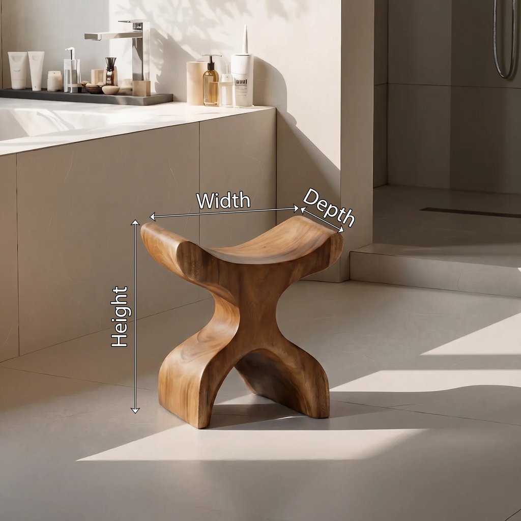 Mid Century Solid Wood Bath Seat