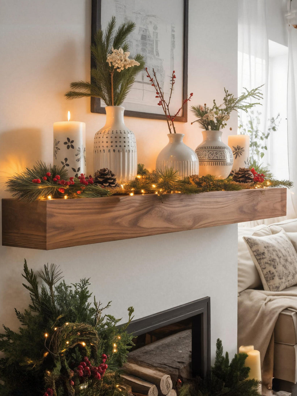Rustic Fireplace Mantel Shelf For Living Room Or Holiday