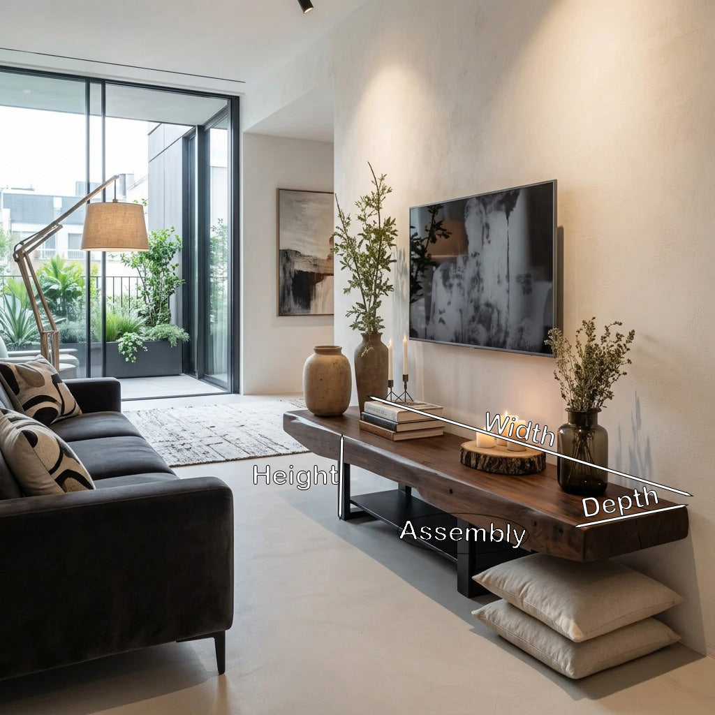 Rustic TV Shelf With Metal Legs For Minimalist Living Room