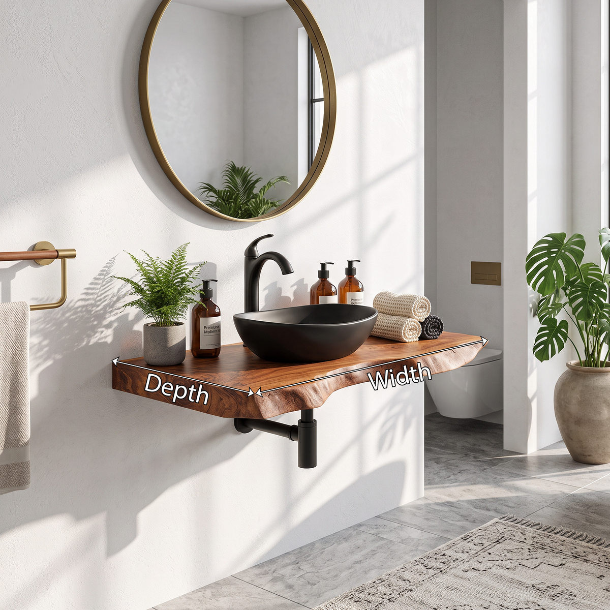 Mid Century Wooden Floating Vanity For Bathroom Decor
