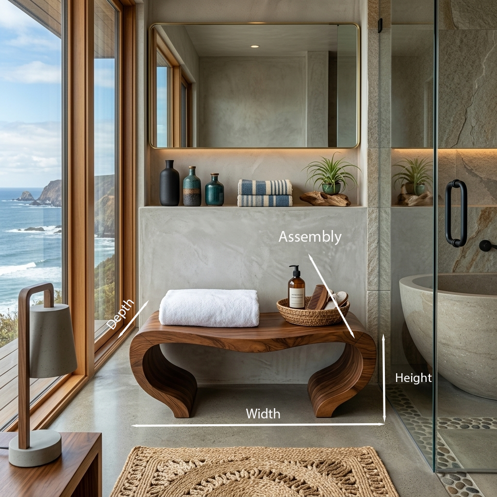 Modern Organic Shower Bench For Spa Decor Or Bathroom