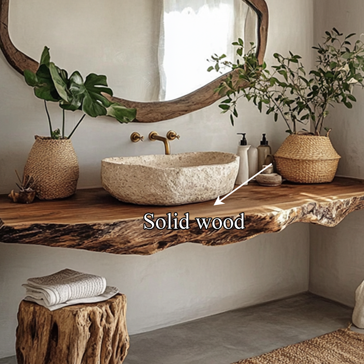 Rustic Wide Floating Shelf Vanity