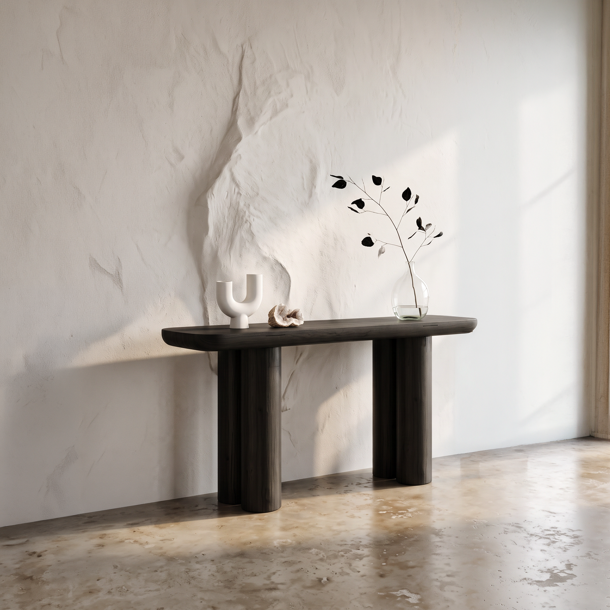 Midcentury Black Console Table Living Room