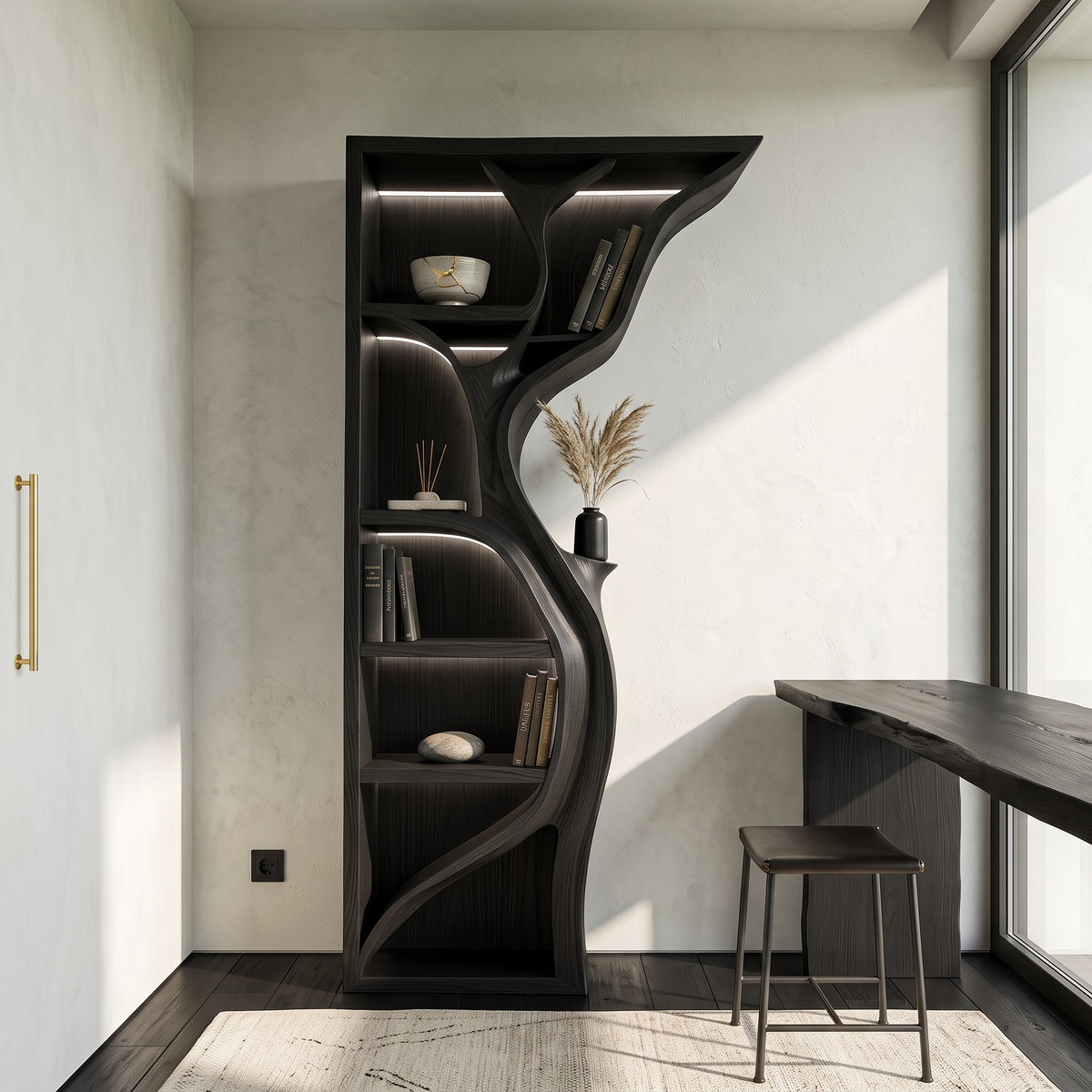 Modern Tree Wall Bookshelf Wooden Corner Shelf
