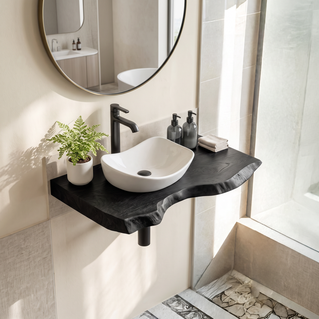 Mid Century Wooden Floating Vanity For Bathroom Decor