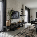 Rustic TV Shelf With Metal Legs For Minimalist Living Room