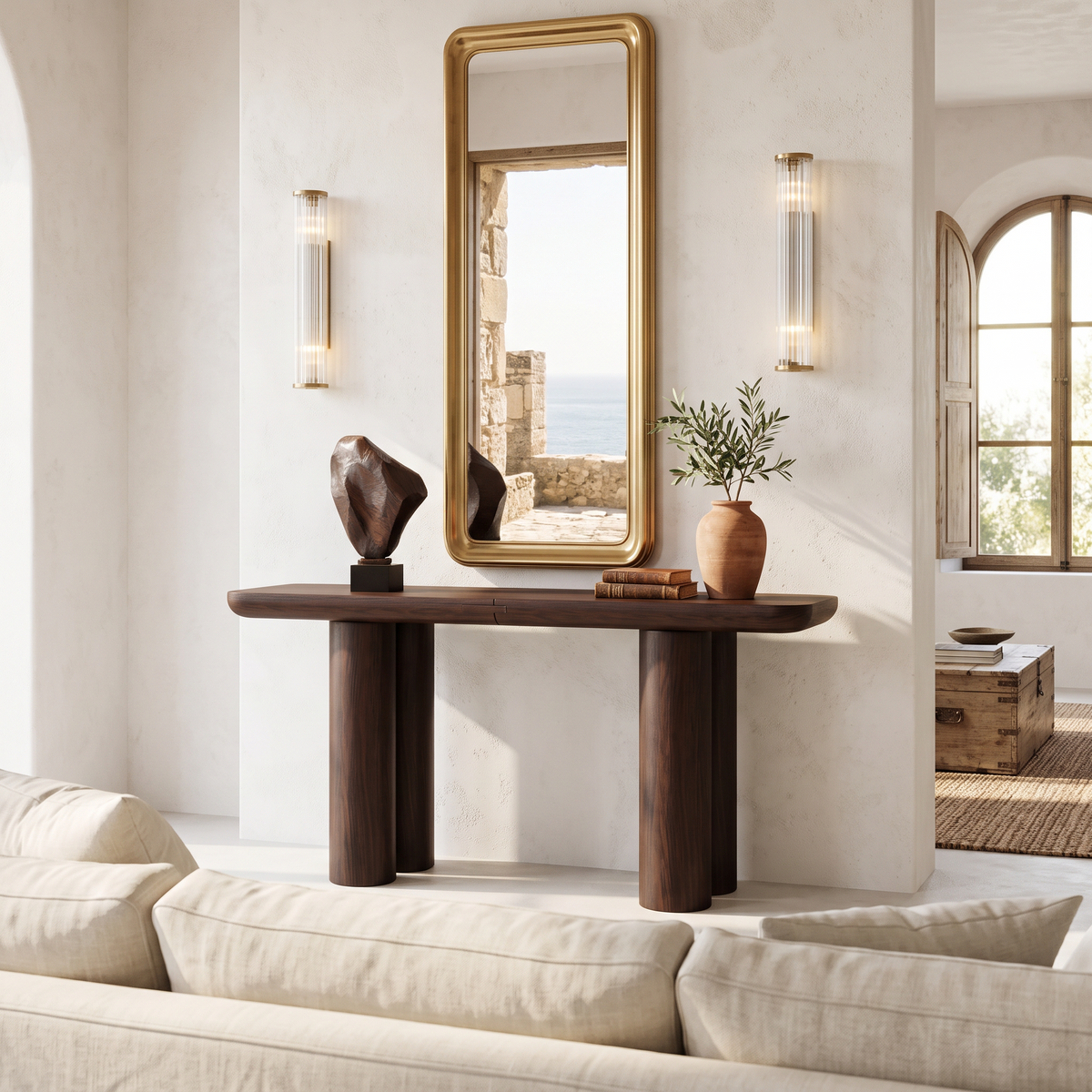 Midcentury Black Console Table Living Room