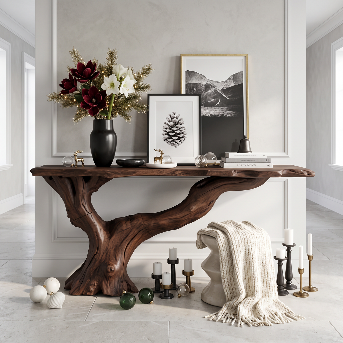 Console Table Solid Wood Farmhouse Entryway Gift