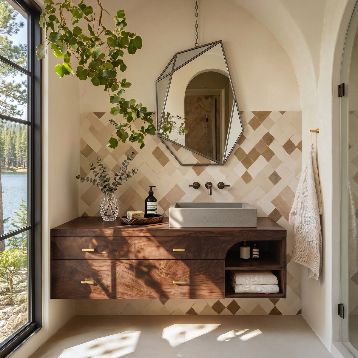 Farmhouse Bathroom Furniture With Floating Vanity