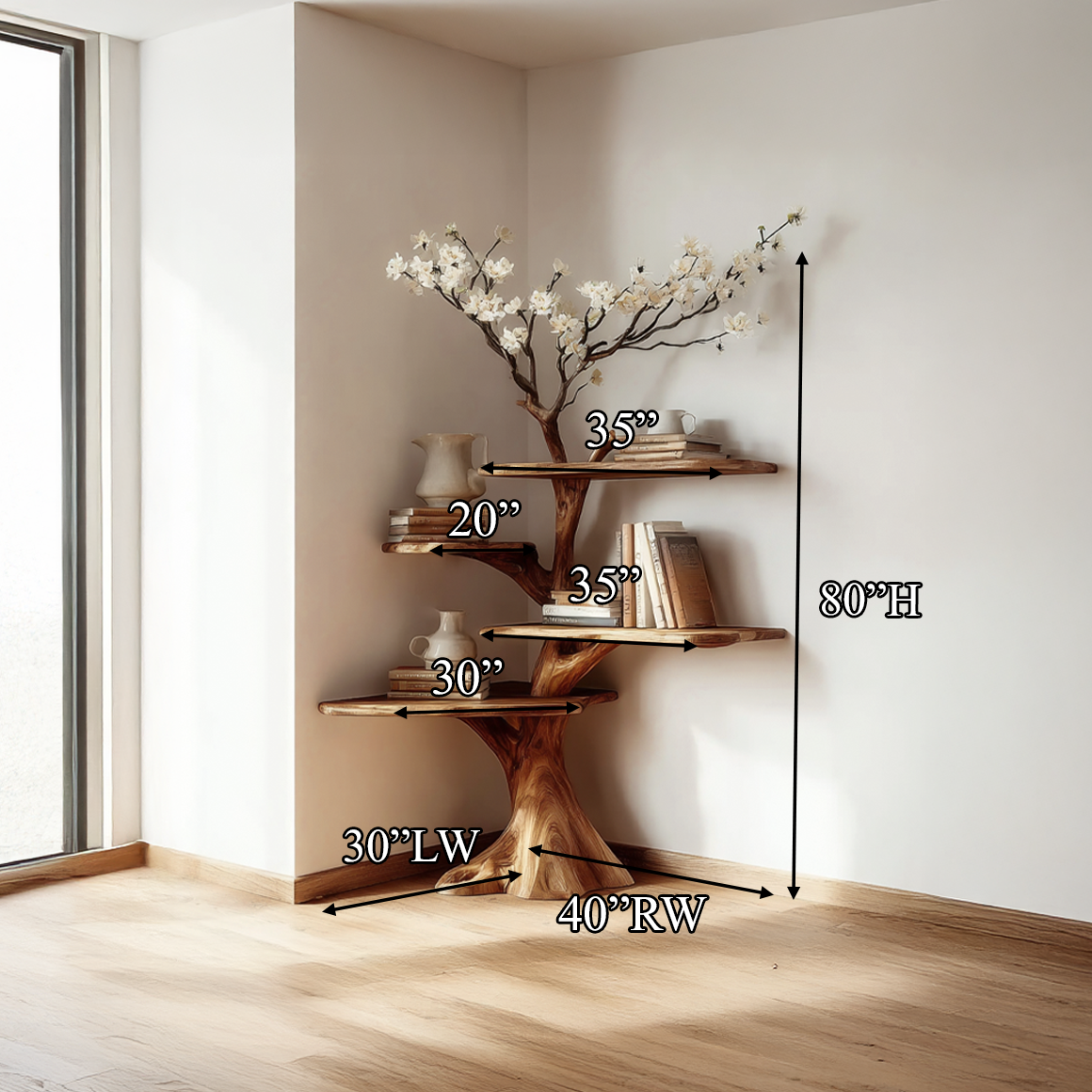 Midcentury Tree Bookshelf Corner Study Room