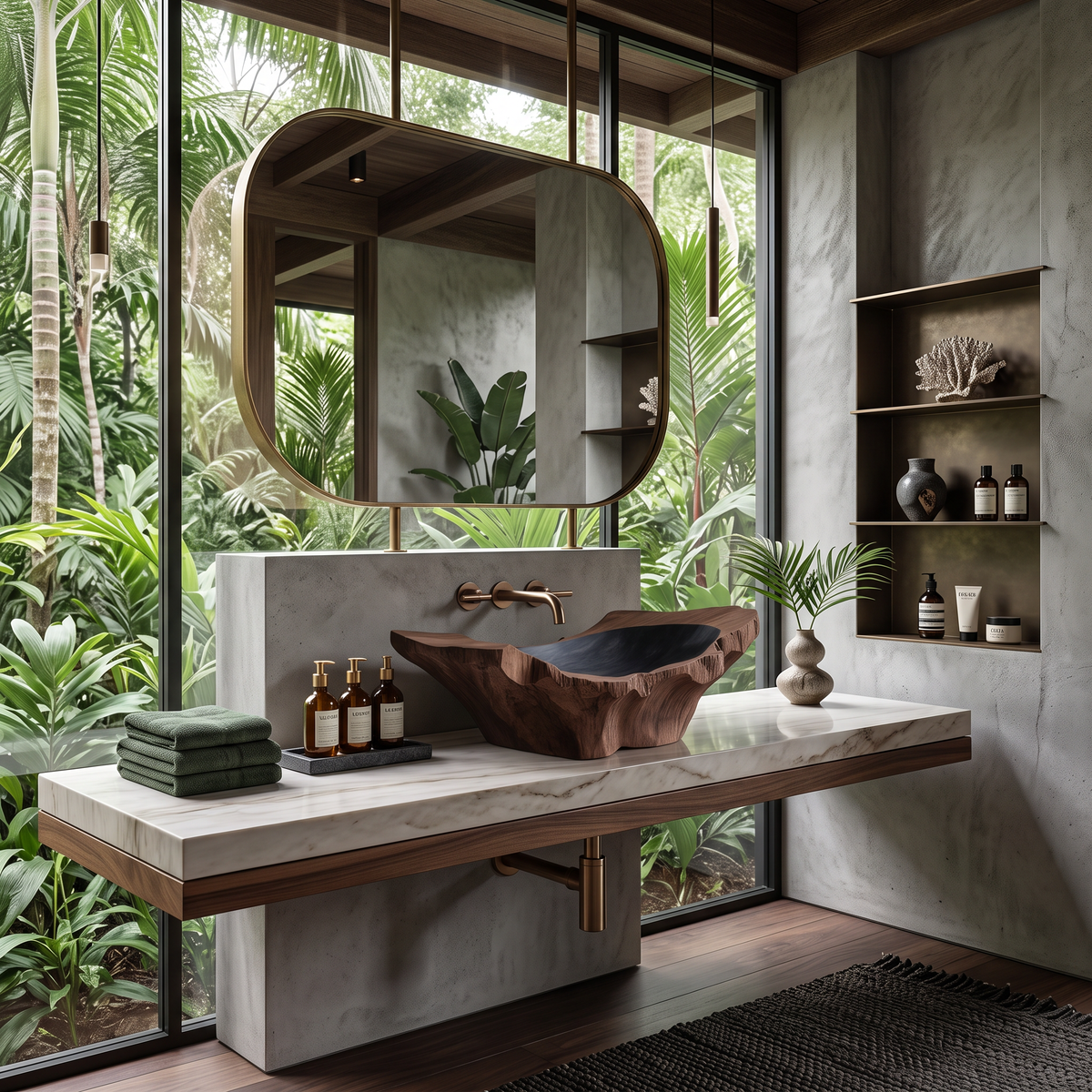 Rustic Wooden Vessel Sink For Nature-Inspired Bathroom