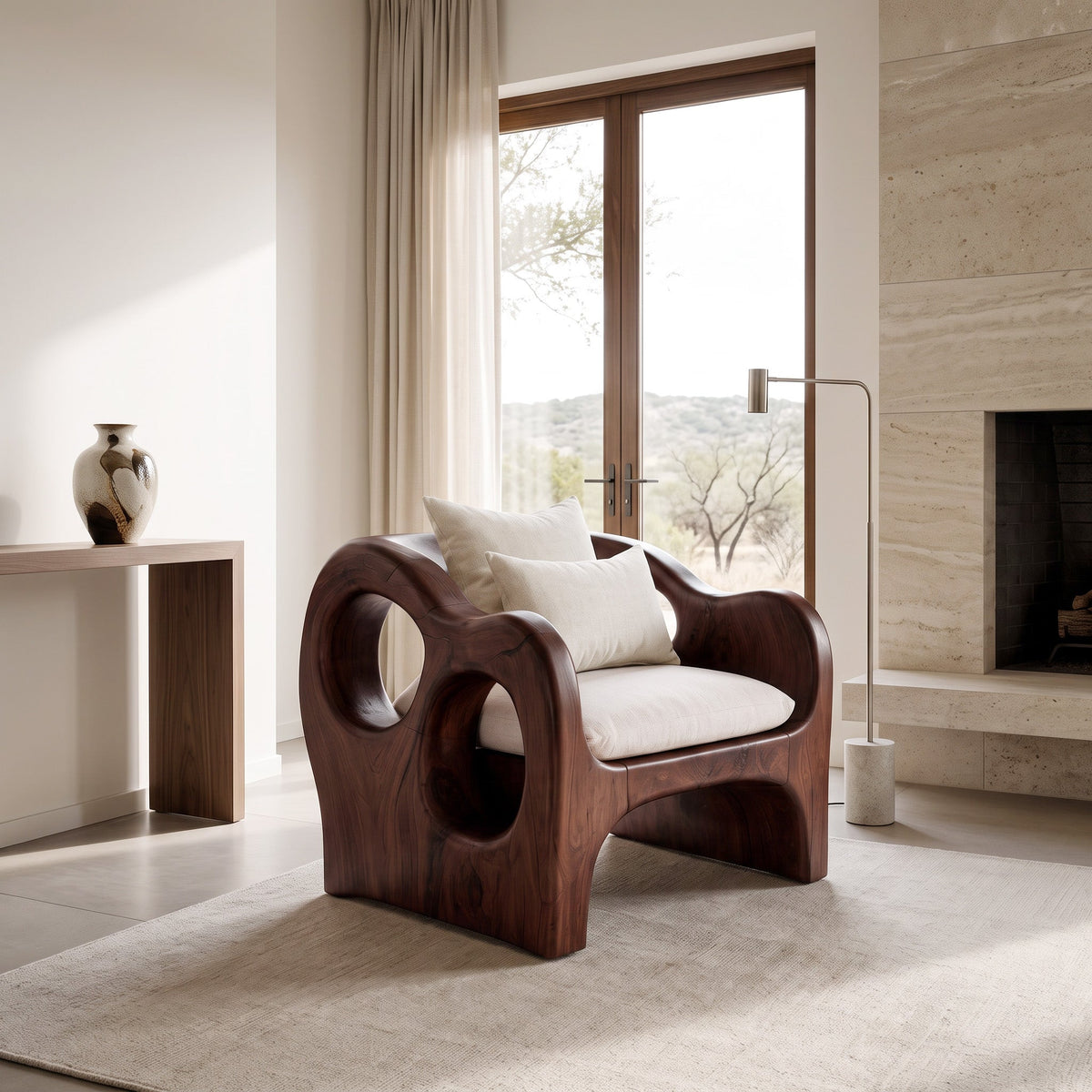 Artistic Sculpted Armchair For Living Room Or Lounge