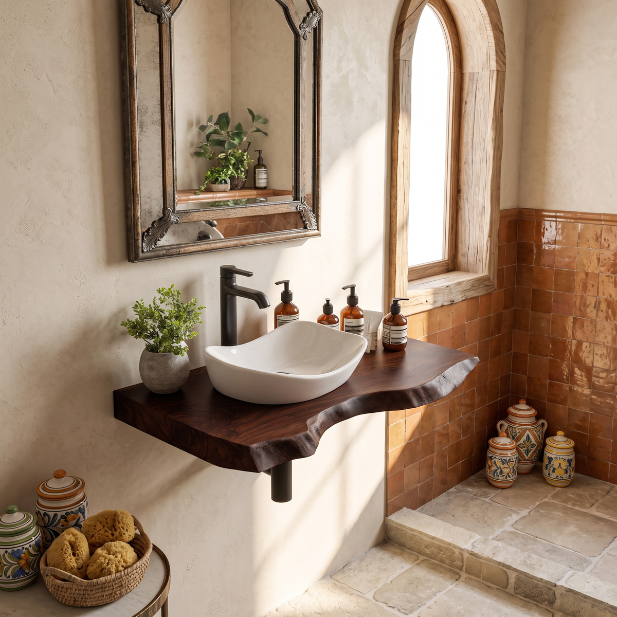 Mid Century Wooden Floating Vanity For Bathroom Decor