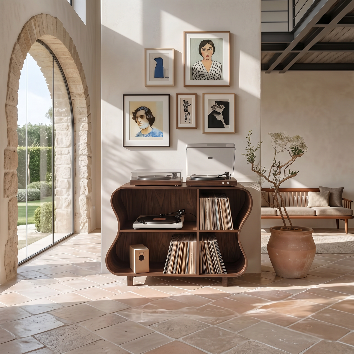 Rustic Wooden Vinyl Storage For Bedroom Display