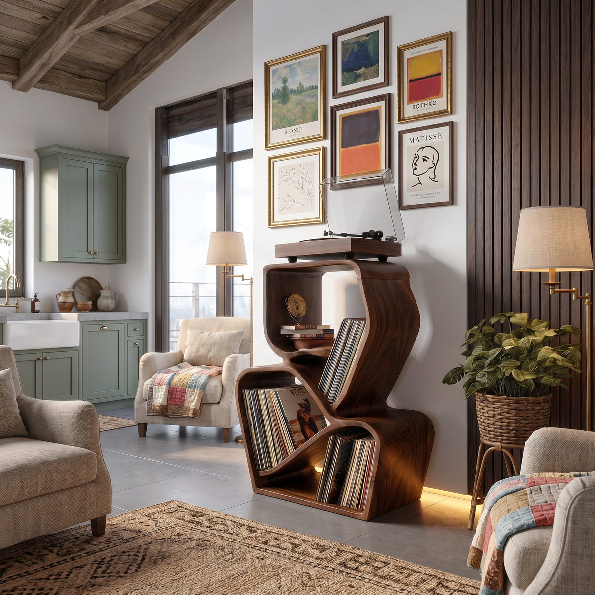 Rustic Media Console With Shelves For Bedroom Decor