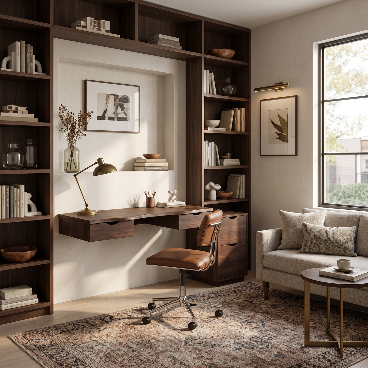 Modern Floating Desk With Drawers For Home Office