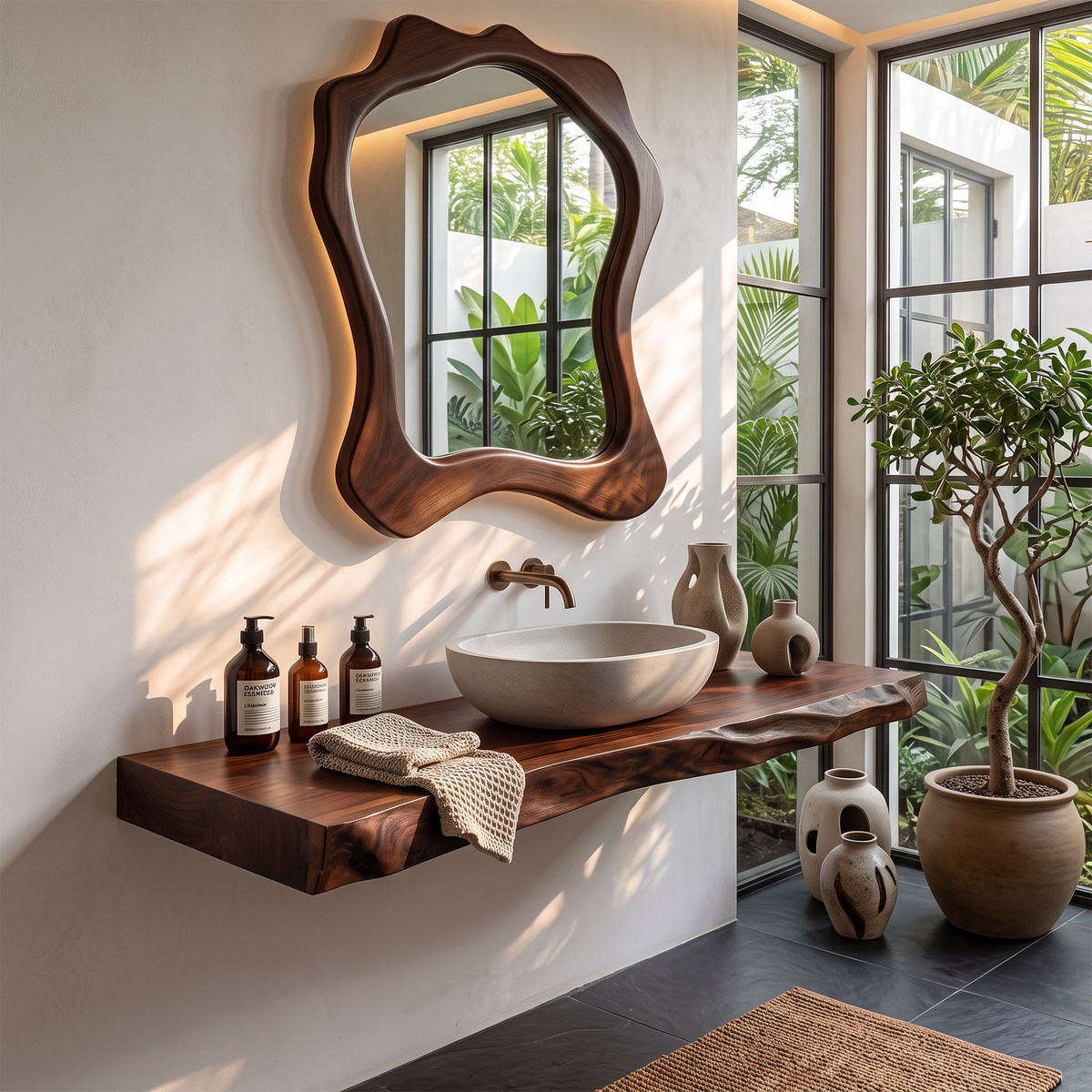 Mid Century Bathroom Vanity With Modern Wood Finish
