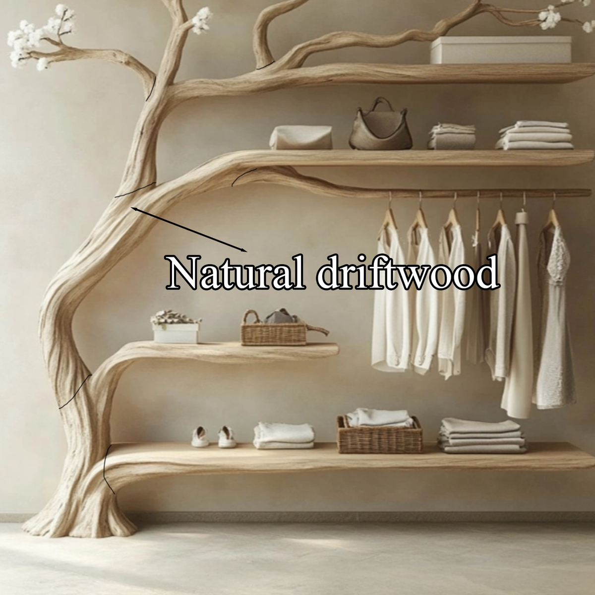 Wood Tree Branch Coat Rack Handcrafted