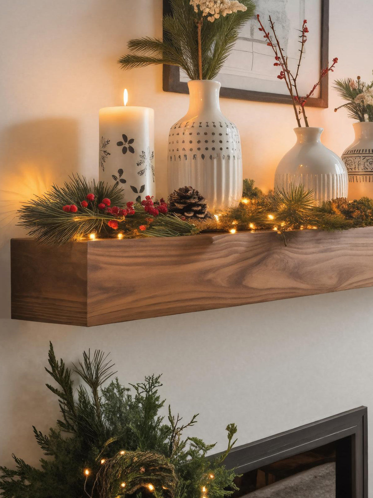 Rustic Fireplace Mantel Shelf For Living Room Or Holiday