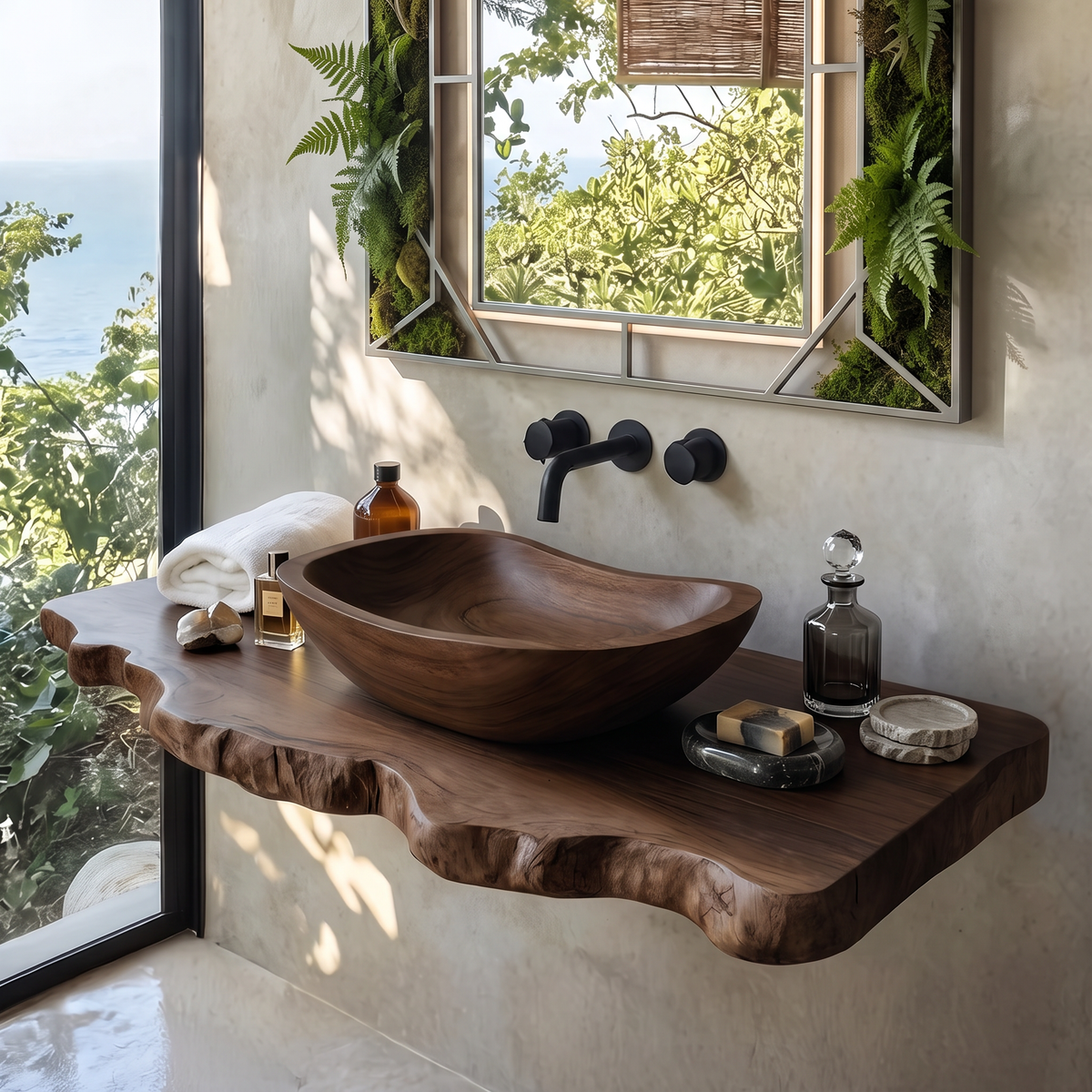 Mid Century Solid Wood Sink For Luxury Bathroom Upgrade