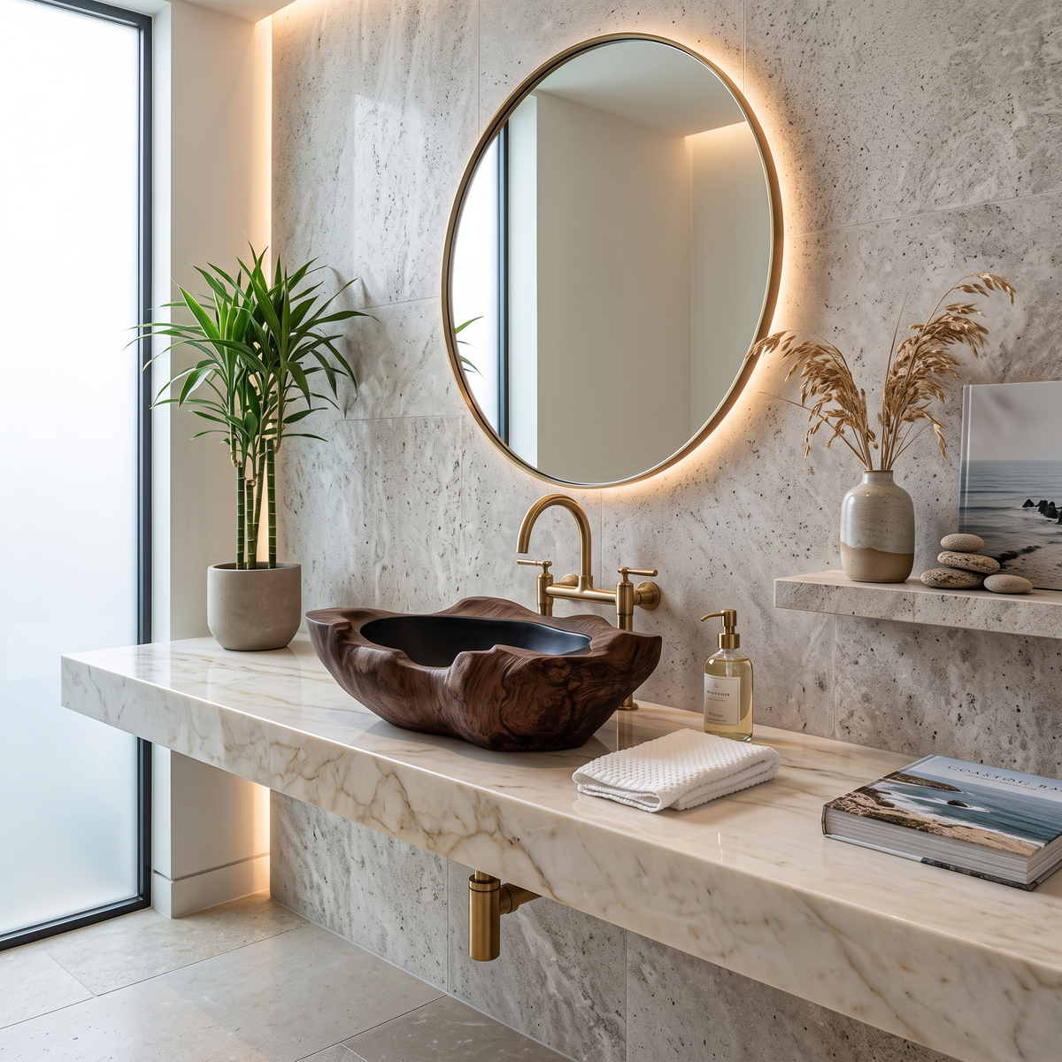 Farmhouse Wooden Vessel Sink For Cozy Bathroom Decor