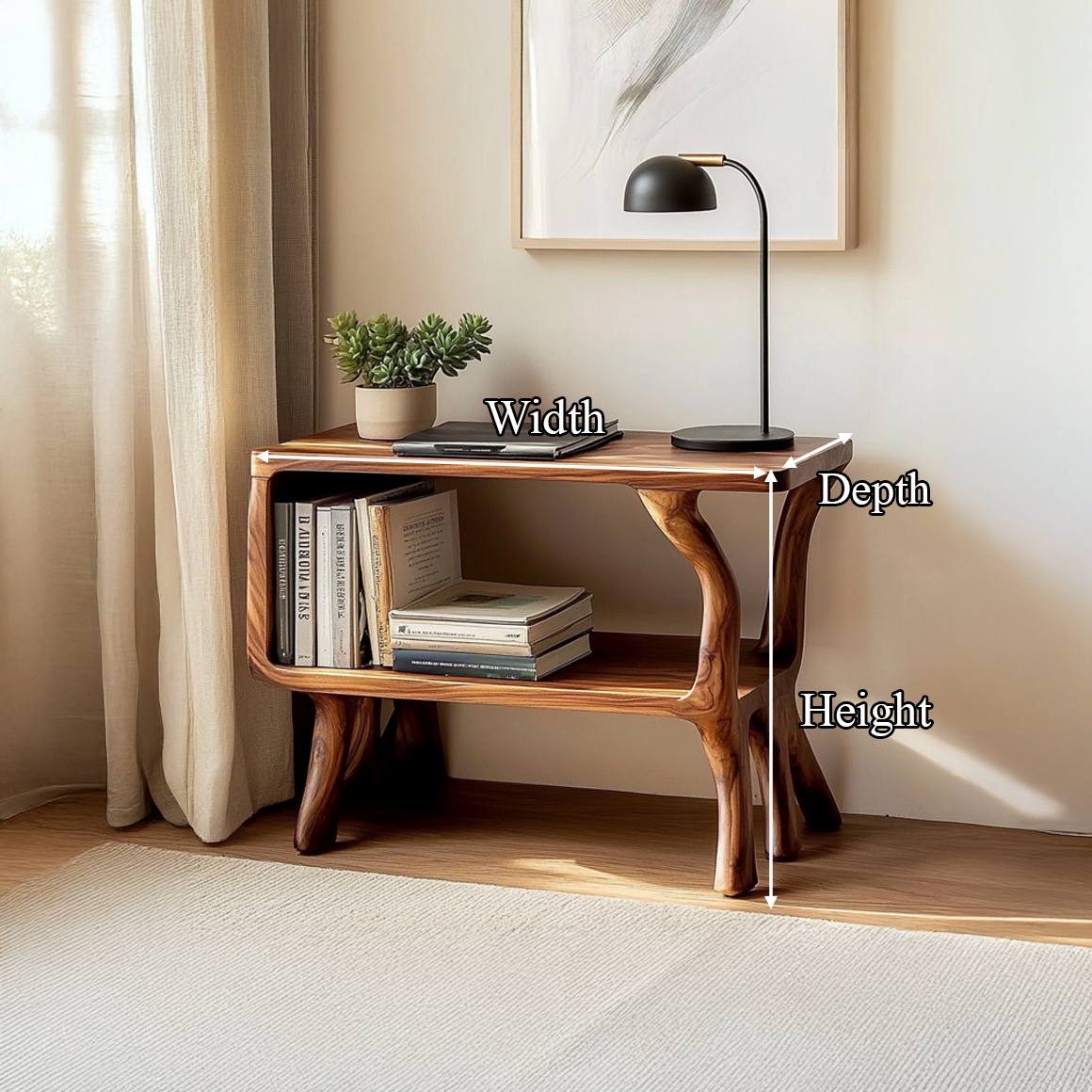 Free Standing Rustic Wood Side Table