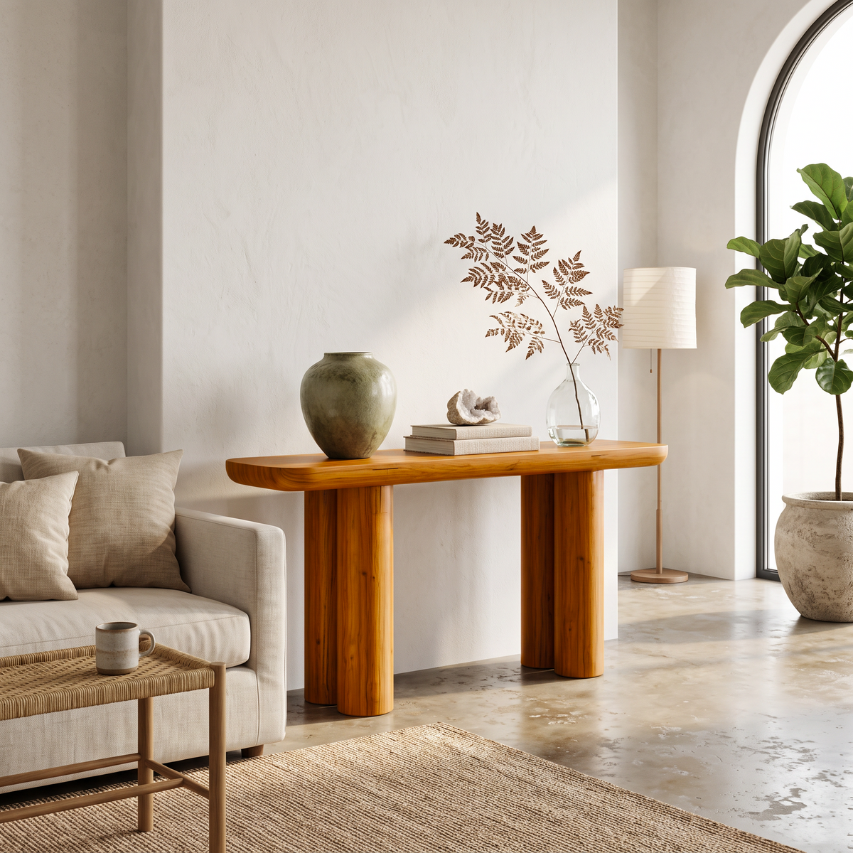 Midcentury Black Console Table Living Room