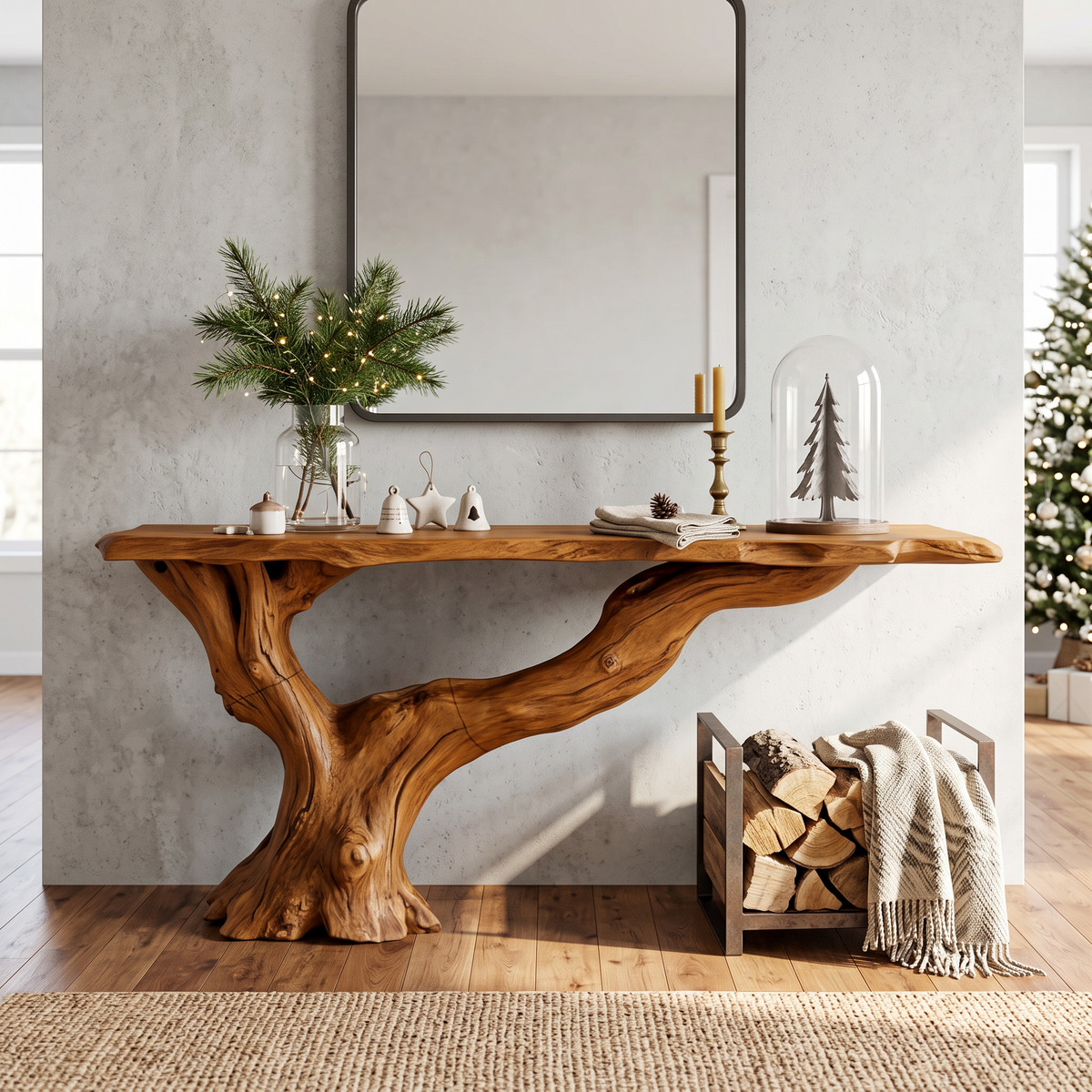 Console Table Solid Wood Farmhouse Entryway Gift