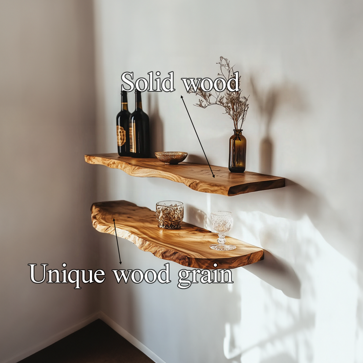 Custom Floating Shelves Solid Wood Decor Home Gift