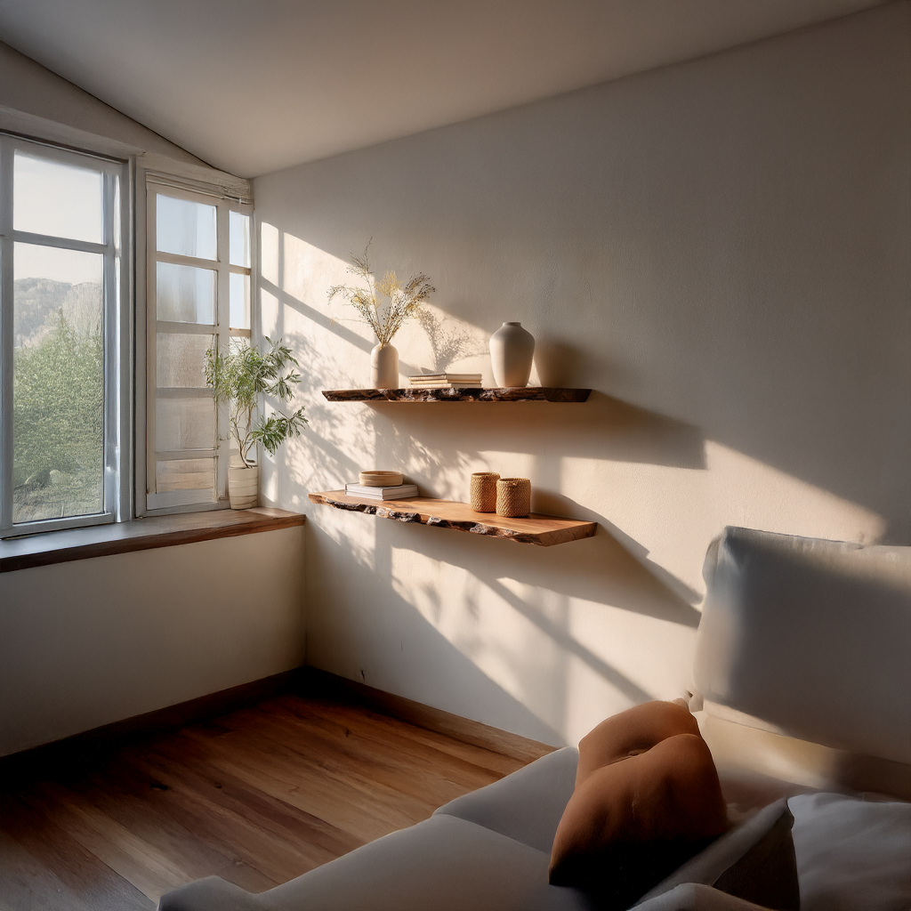 Rustic Floating Shelf Living Room