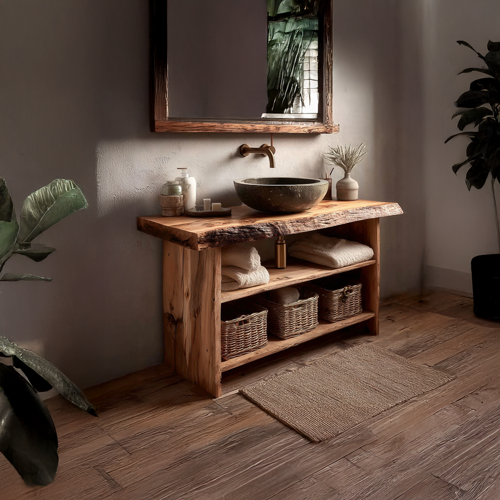 Rustic Bathroom Vanity Console Storage
