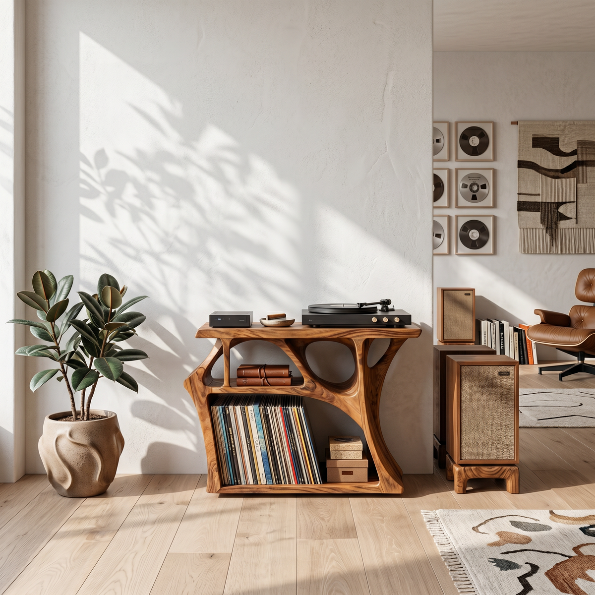 Mid Century Record Stand Living Room Decor Essential