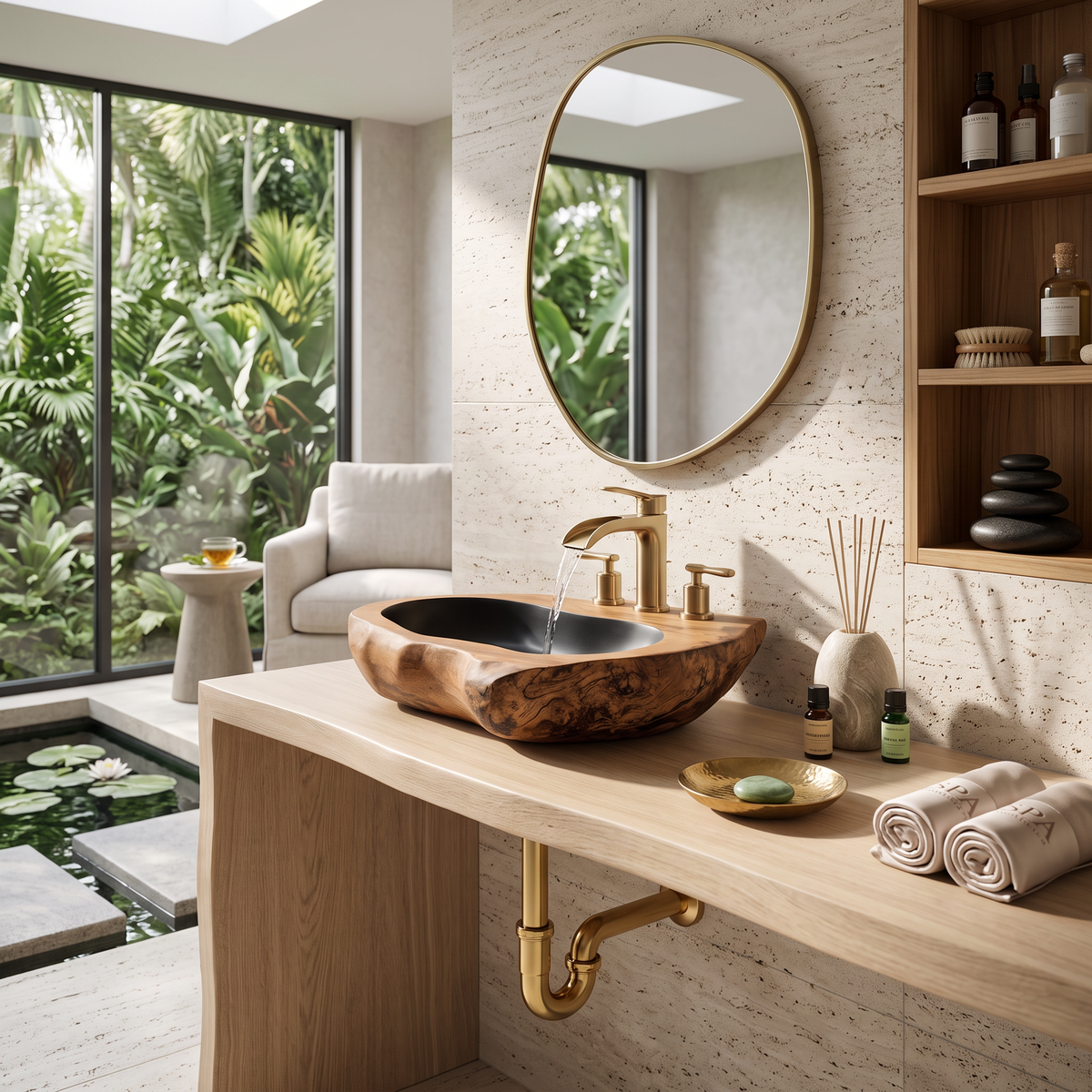 Rustic Farmhouse Solid Wood Sink For Bathroom Styling