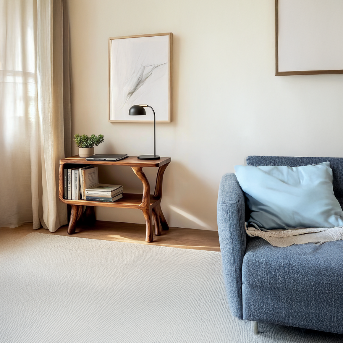 Free Standing Rustic Wood Side Table