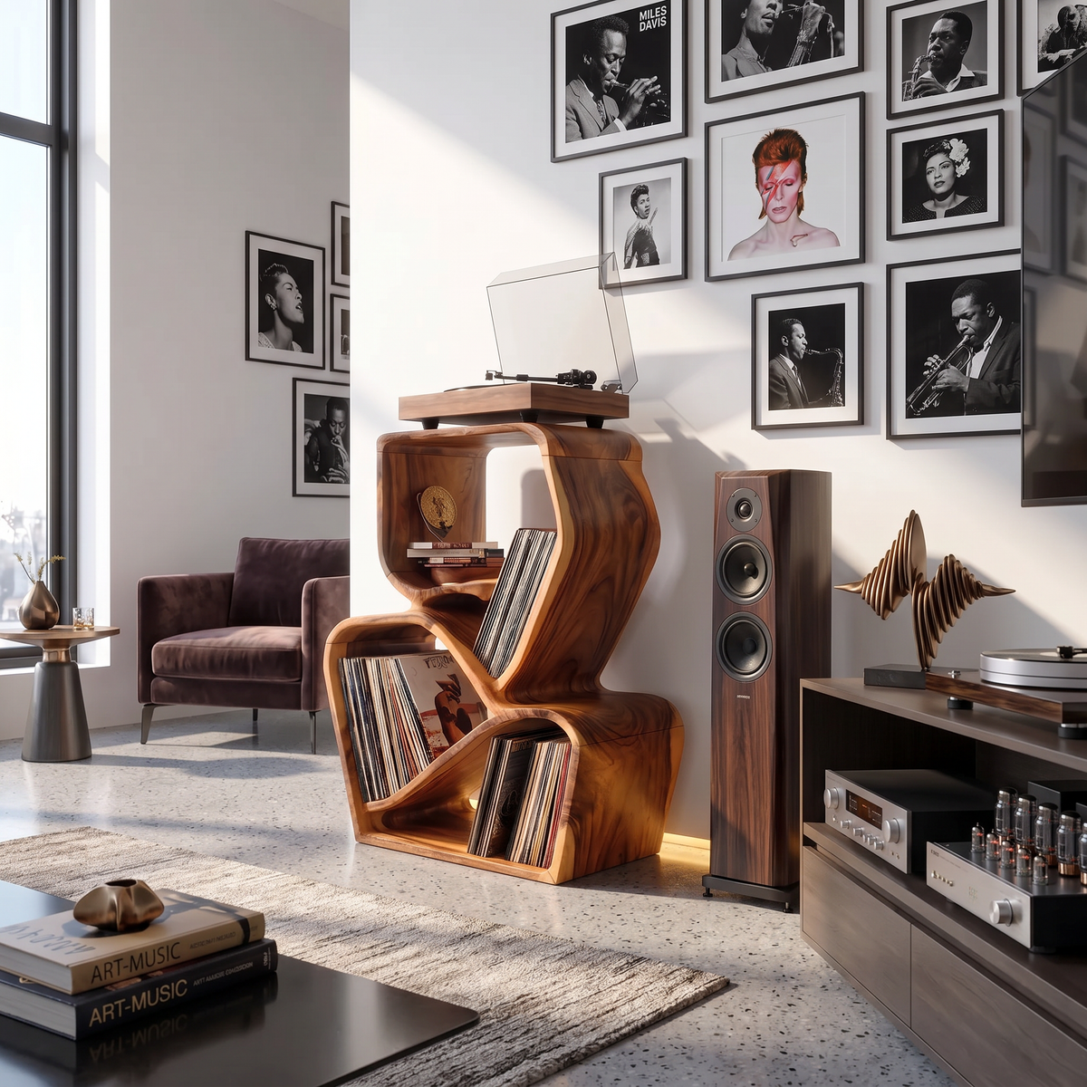 Rustic Media Console With Shelves For Bedroom Decor